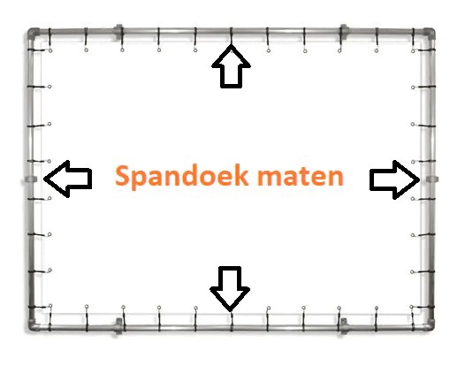 Beurs spandoek frame (zonder spandoek en elastieken) uit buis Ø 33,7 mm staal, gegalvaniseerd