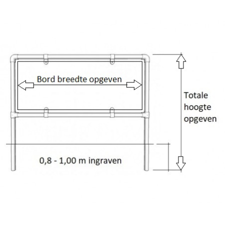 Reclameframe voor bord uit buis Ø 33,7 mm staal, gegalvaniseerd