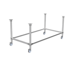 Steigerbuis onderstel tafel met onder-etage uit buis Ø 33,7 mm zwenkwielen