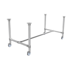 Steigerbuis onderstel tafel uit buis Ø 42,4 mm zwenkwielen