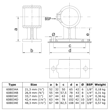 Wandbevestiging Ø 33,7 mm