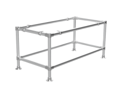 Werktafel onderstel met onder-etage uit gegalvaniseerd buis Ø 42,4 mm