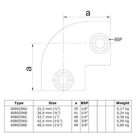 Kniestuk zwart Ø 42,4 mm