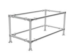 Werktafel onderstel met onder-etage uit gegalvaniseerde buis Ø 48,3 mm