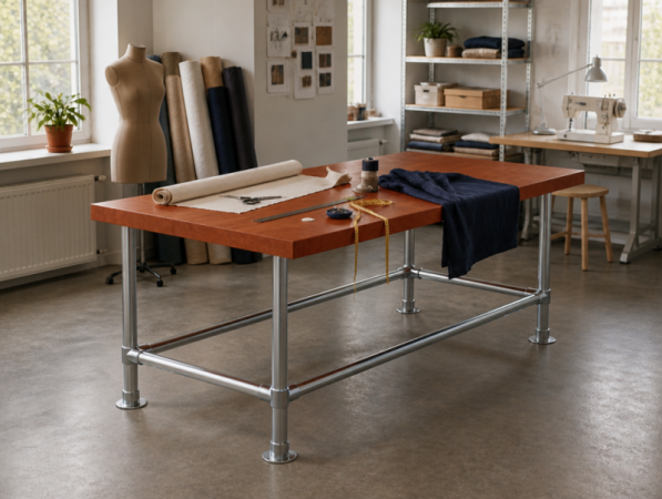 Steigerbuis onderstel tafel met onder-etage uit buis Ø 48,3 mm