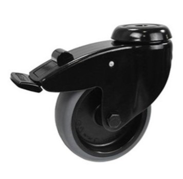 Zwart zwenkwiel Ø 50 mm met rem