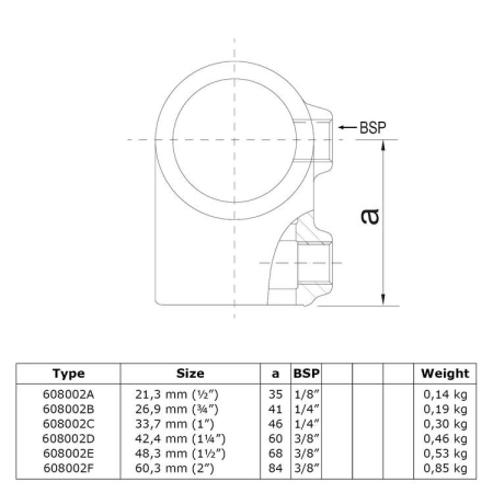 Kort T-stuk Ø 26,9 mm