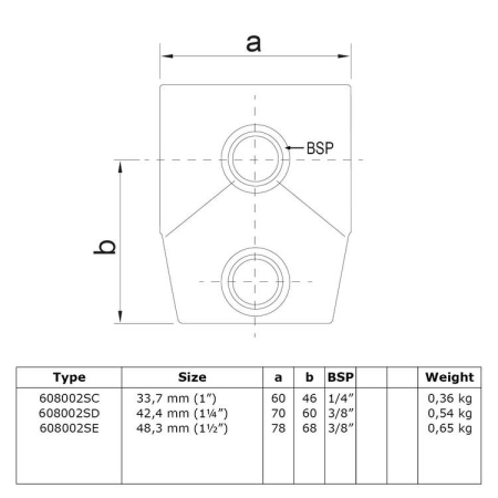 Kort T-stuk variabele hoek 0 - 11° Ø 33,7 mm