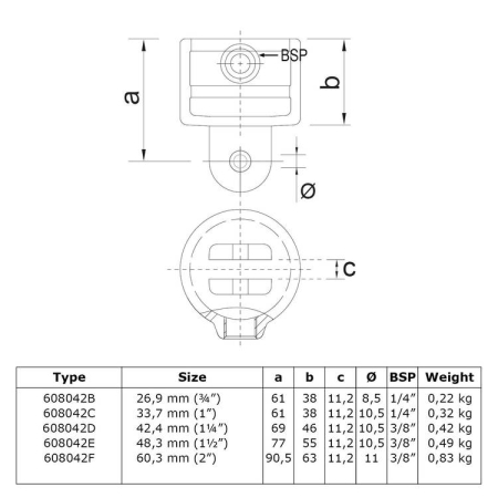 Huls scharnierstuk Ø 33,7 mm