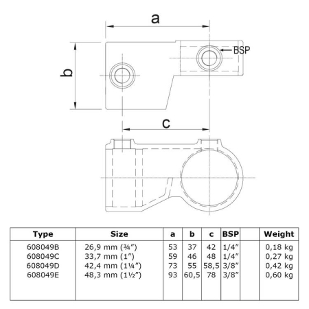 Hoekstuk verstelbaar (Set) Ø 33,7 mm