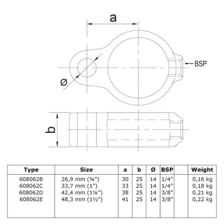 Scharnieroog Ø 33.7 mm