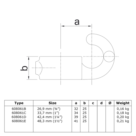 Haak Ø 33,7 mm