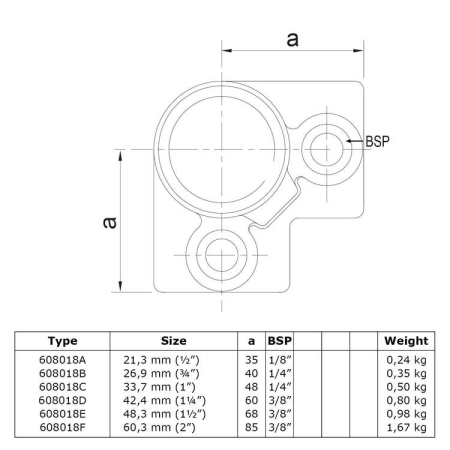 3-Weg hoekstuk Ø 33,7 mm
