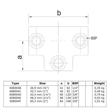 Lang T-stuk Ø 48.3 mm