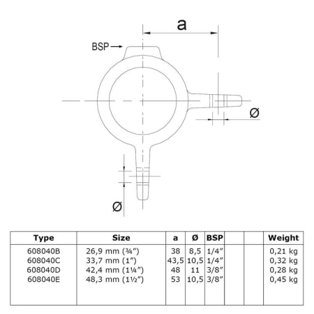 Dubbele bevestigingslip 90° Ø 48,3 mm