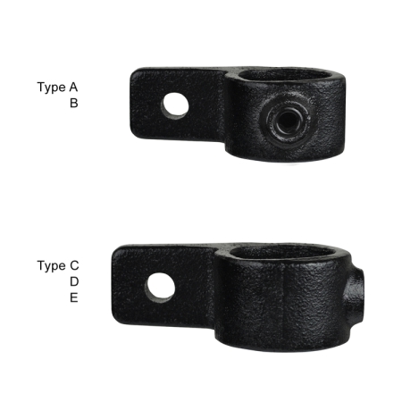 Enkele bevestigingslip uitwendig zwart Ø 21,3 mm