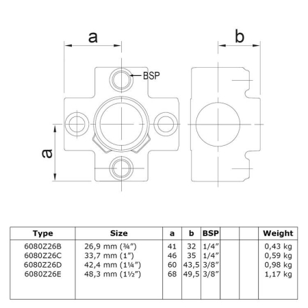 Centraal kruisstuk zwart Ø 33,7 mm