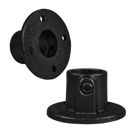 Ronde steunplaat doorlopend zwart Ø 33,7 mm