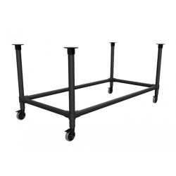 Zwarte steigerbuis onderstel tafel met onder-etage uit buis Ø 33,7 mm zwenkwielen