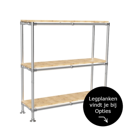 Steigerbuis Kast met 3 etages uit buis Ø 33,7 mm excl planken