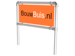 Reclameframe voor bord uit buis Ø 33,7 mm aluminium