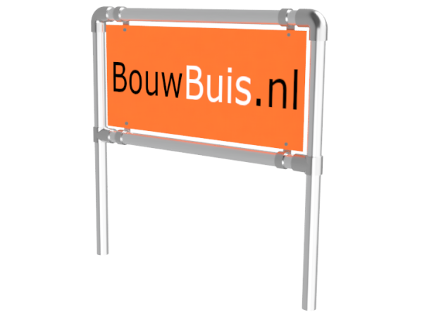 Reclameframe voor bord uit buis Ø 42,4 mm aluminium