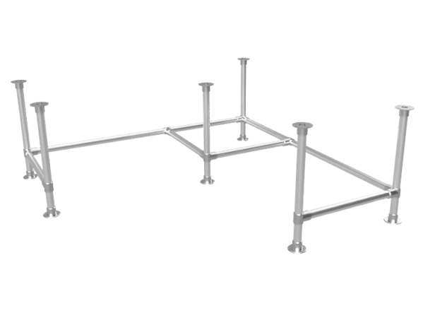 Steigerbuis onderstel bureau hoektafel uit buis Ø 48,3 mm voor zelfdragend blad