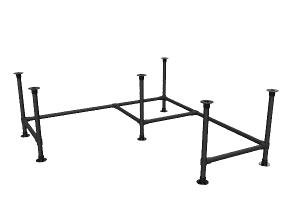Zwart onderstel bureau hoektafel uit buis Ø 48,3 mm voor zelfdragend blad
