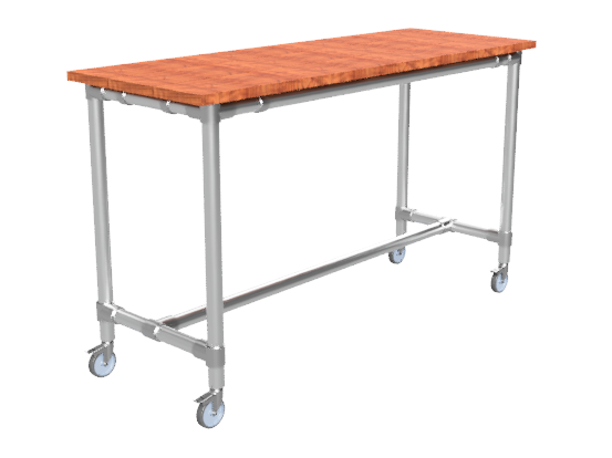 Steigerbuis bartafel onderstel Ø 42,4 mm zwenkwielen Ø 75 mm