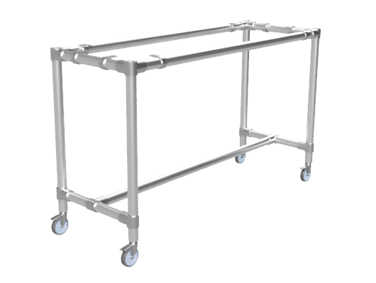 Steigerbuis bartafel onderstel Ø 42,4 mm zwenkwielen Ø 75 mm