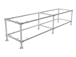 Werktafel onderstel lang met onder-etage uit gegalvaniseerde buis Ø 42,4 mm