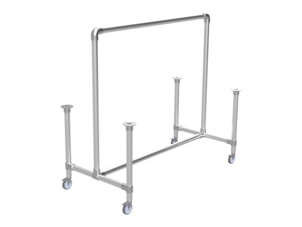 Steigerbuis onderstel tafel met bovenbuis uit buis Ø 42,4 mm zwenkwielen
