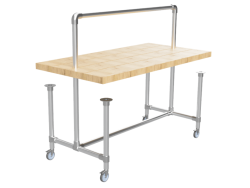 Steigerbuis onderstel tafel met bovenbuis uit buis Ø 33,7 mm zwenkwielen