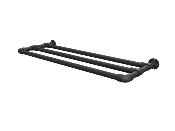 Steigerbuis schoenenrek op maat uit buis 26,9 mm hangend 1 etage zwart