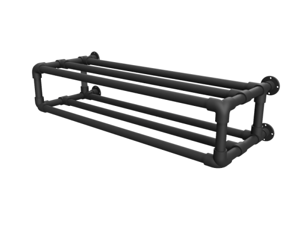 Steigerbuis schoenenrek op maat uit buis 26,9 mm hangend 2 etages zwart