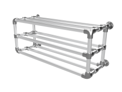 Steigerbuis schoenenrek op maat uit buis 26,9 mm hangend 3 etages