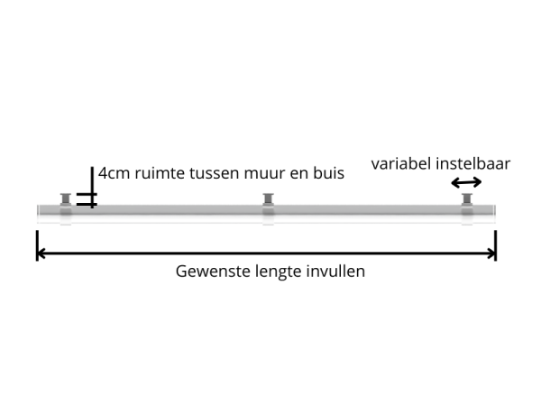 Steigerbuis trapleuning met 2 dragers uit buis 33,7 mm