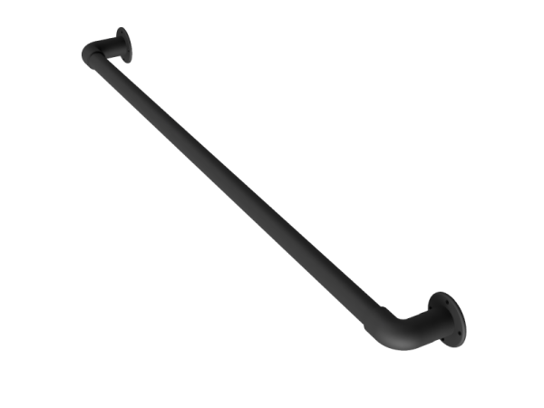 Steigerbuis trapleuning met kniestuk - muurplaat zwart uit buis 33,7 mm