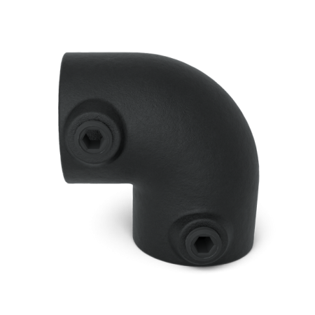 Steigerbuis trapleuning met kniestuk/t-stuk - muurplaat zwart uit buis 33,7 mm