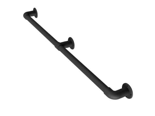 Steigerbuis trapleuning met kniestuk/t-stuk - muurplaat zwart uit buis 33,7 mm
