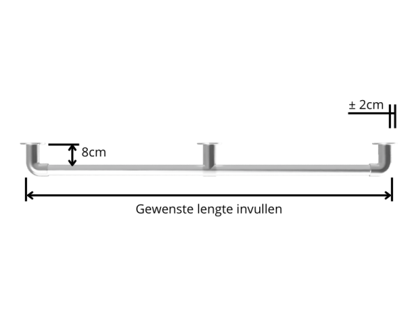 Steigerbuis trapleuning met kniestuk/t-stuk - muurplaat zwart uit buis 42,4 mm