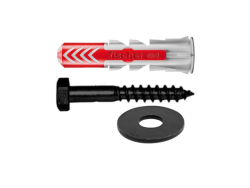 Set houtdraadbout 6 x 40 zwart met plug voor muurmontage