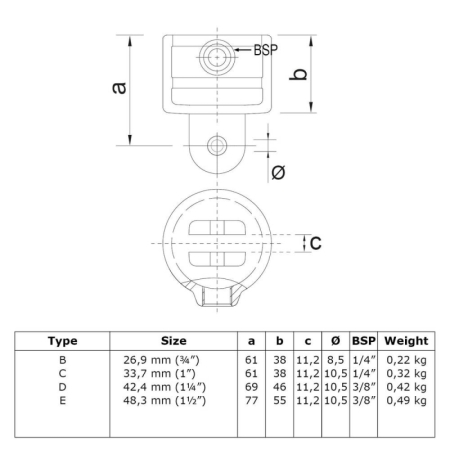 Huls scharnierstuk zwart Ø 26,9 mm