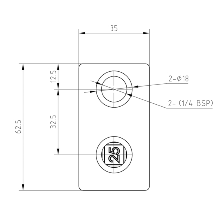 T-stuk kort zwart vrk 25 mm
