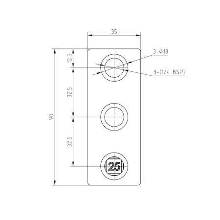 Kruisstuk zwart vrk 25 mm
