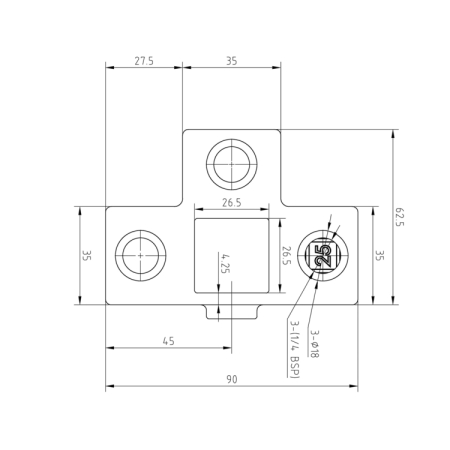 T-Kruisstuk zwart vrk 25 mm