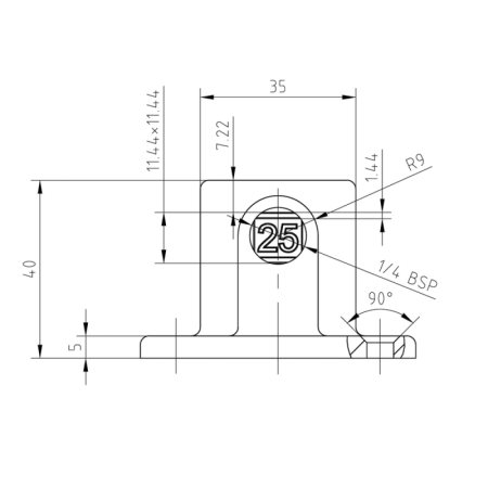 Voetplaat vrk 25 mm