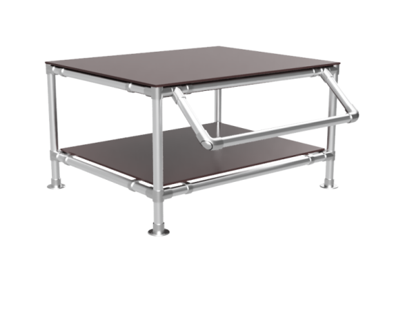 Inpaktafel 1,25 x 1,25 m met 2 etages en foliehouder - buis Ø 33,7 mm
