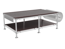 Inpaktafel 1,25 x 2,50 m voor lange producten met 2 etages en foliehouder - buis Ø 33,7 mm