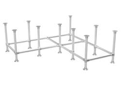Steigerbuis onderstel hoektafel uit buis Ø 33,7 mm voor zelfdragend blad met extra staanders